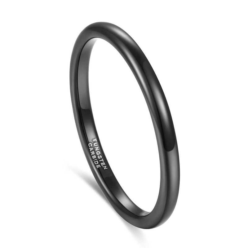 TRUMIUM 2mm Tungsten Rings for Women Men Thin Wedding Bands Engagement Promise Wedding Ring Beveled Edges Plain Domed Size 4.5 - Image 2